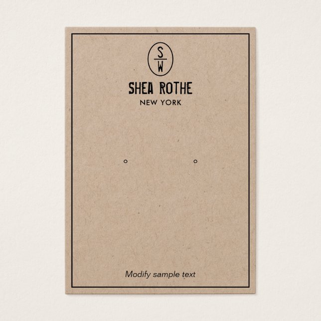 Vintage Briefmarke-Monogram-Kraft-Ofenanzeigekarte (Vorderseite)