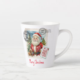 Vintage Briefmarke Santa Claus Latte Tasse