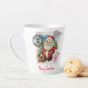 Vintage Briefmarke Santa Claus Latte Tasse