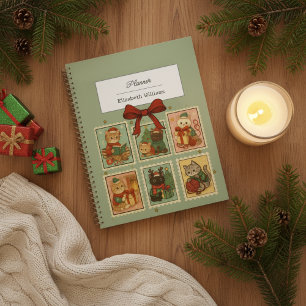 Vintage-Briefmarke Weihnachten Katzen Retro-Feiert Planer