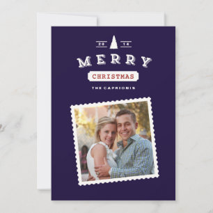 Vintage-Briefmarke-Weihnachts-Fotokarte Feiertagskarte