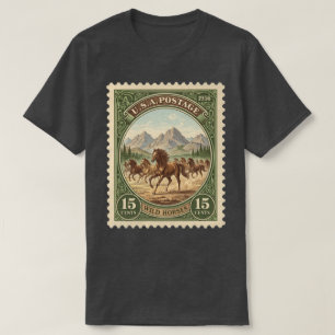 Vintage Briefmarke Wild Pferde T-Shirt