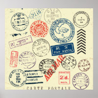 Vintage Briefmarke: Zeitlose Dekorsammlung