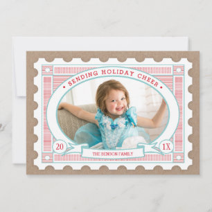 Vintage-Briefmarken-Feiertags-Fotokarte Feiertagskarte