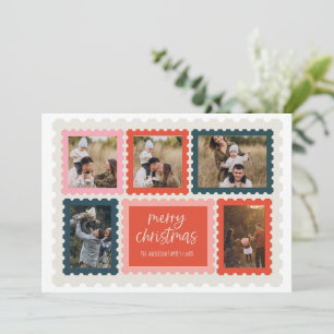 Vintage-Briefmarken-Foto-Collage-Weihnachtskarte Einladung