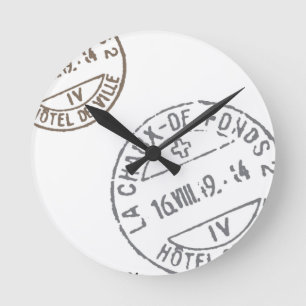 Vintage-Briefmarken...Wanduhr Runde Wanduhr