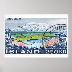Vintage-Briefmarkendruck, Bergfluss Poster