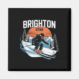 Vintage Brighton Utah Skifahren Wintersport Retro Magnet
