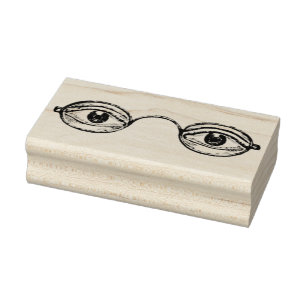 Vintage Brillen mit Augen-Gummikunst-Briefmarke Gummistempel