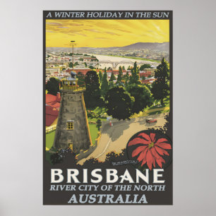 Vintage Brisbane Australien Reiseplakat Druck Poster