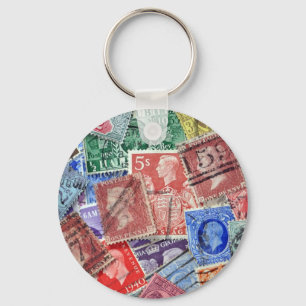 Vintage britische Briefmarken des Philately Schlüsselanhänger