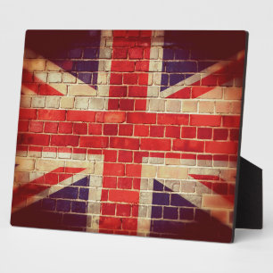 Vintage britische Flagge an einer Ziegelmauer Fotoplatte