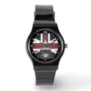 Vintage britische Flagge & Big Ben, London, UK mod Armbanduhr