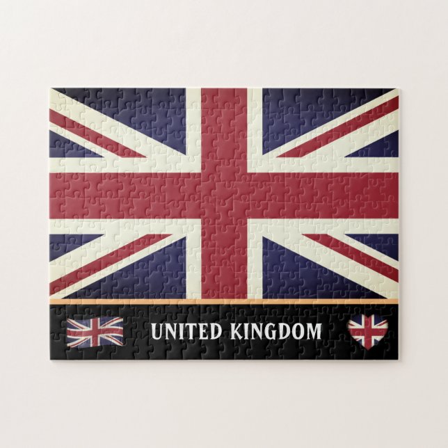 Vintage britische Flagge & Englisch / Vereinigtes  Puzzle (Horizontal)