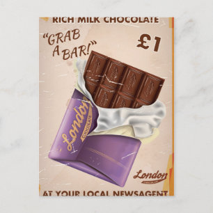 Vintage britische Schokoladenwerbung. Postkarte