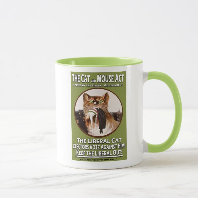 Vintage britische Suffragette-Katzen-und Mäusetat Tasse (Rechts)