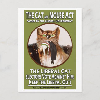 Vintage britischer Suffragetten-Cat-and-Mouse-Act Postkarte