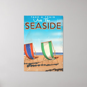 Vintage britisches Reise-Strandplakat. Leinwanddruck