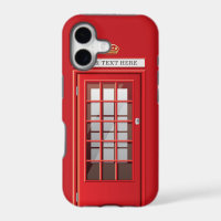 Vintage Britisches Rotes Telefonhäuschen Monogramm