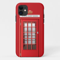 Vintage Britisches Rotes Telefonhäuschen Monogramm