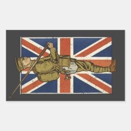 Vintage British Flag Soldier Rechteckiger Aufkleber
