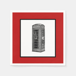 Vintage British Phone Booth Illustration UK Travel Serviette