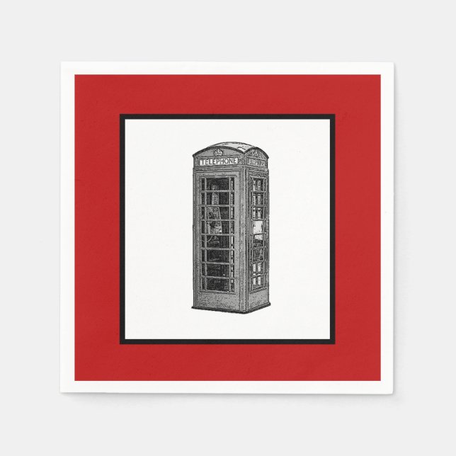 Vintage British Phone Booth Illustration UK Travel Serviette (Vorderseite)