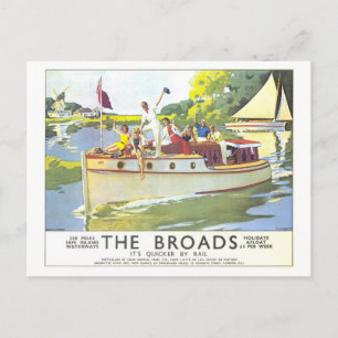 Vintage-Broads-in-England-Reiseplakat Postkarte