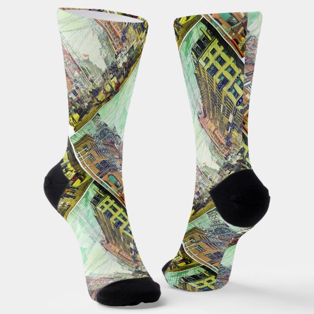 Vintage Broadway, NYC (1880s) Socken (Gewinkelt)