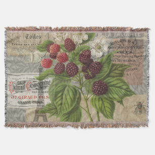 Vintage Brombeeren Französische Ephemera Art Colla Decke