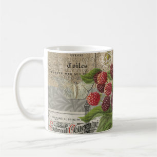 Vintage Brombeeren Französische Ephemera Art Colla Kaffeetasse