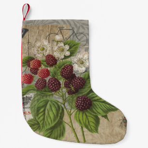 Vintage Brombeeren Französische Ephemera Art Colla Kleiner Weihnachtsstrumpf