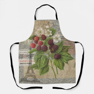 Vintage Brombeeren Französische Ephemera Art Colla Schürze