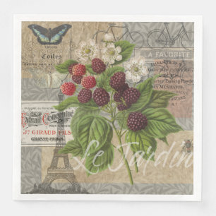 Vintage Brombeeren Französische Ephemera Art Colla Serviette