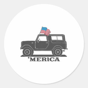 Vintage Bronco 4. Juli Merica Runder Aufkleber