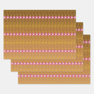 Vintage Bronze- und Pink-Blütenmuster Geschenkpapier Set