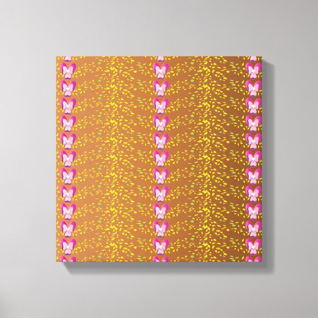 Vintage Bronze- und Pink-Blütenmuster Leinwanddruck (Vorderseite)