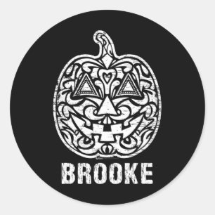 Vintage Brooke Halloween-Zuckerschädel-Design Runder Aufkleber