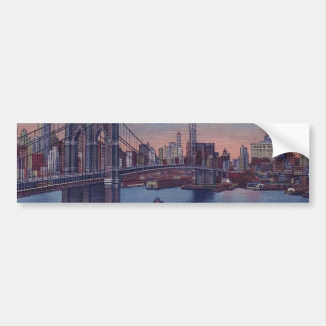 Vintage Brooklyn Bridge Autoaufkleber (Vorne)