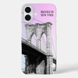 Vintage Brooklyn Bridge Blaue Himmel iPhone 16 Plus Hülle