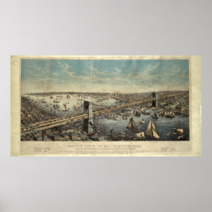 Vintage Brooklyn Bridge Illustration (1883) Poster