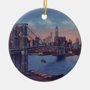 Vintage Brooklyn Bridge Keramik Ornament