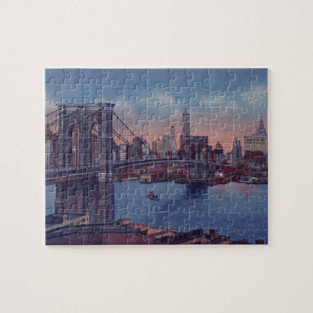 Vintage Brooklyn Bridge Malerei Puzzle (Horizontal)