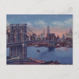 Vintage Brooklyn Bridge Postkarte