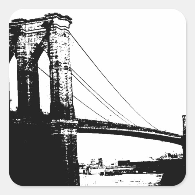 Vintage Brooklyn Bridge Quadratischer Aufkleber (Vorderseite)