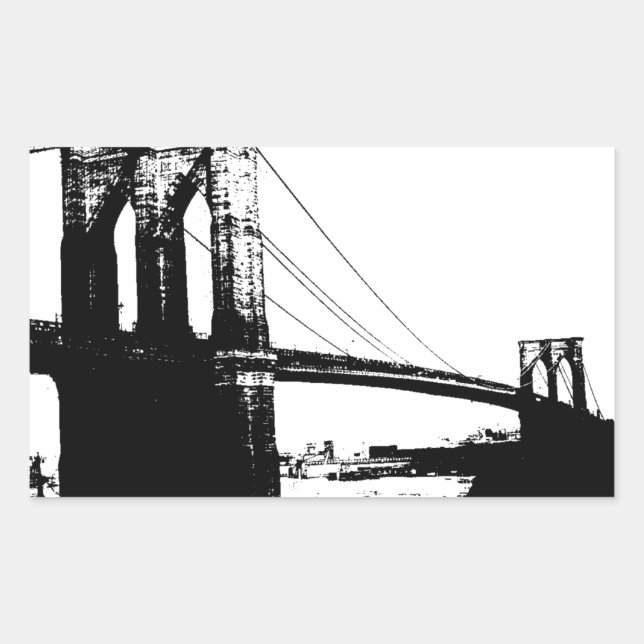 Vintage Brooklyn Bridge Rechteckiger Aufkleber (Vorderseite)
