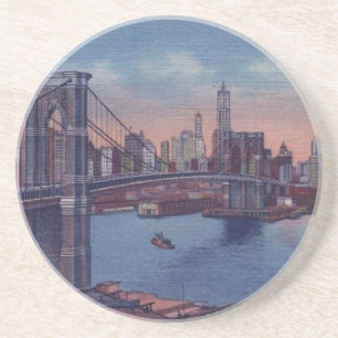 Vintage Brooklyn Bridge Sandstein Untersetzer