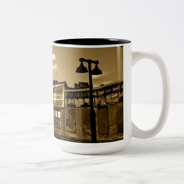 Vintage Brooklyn-Kaffee-Tasse Zweifarbige Tasse (Rechts)