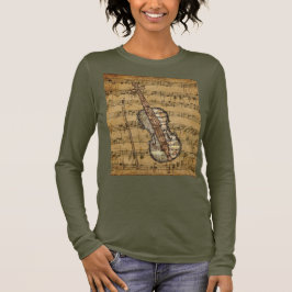 Vintage Brown-Blatt-Musik-Violine T-Shirt