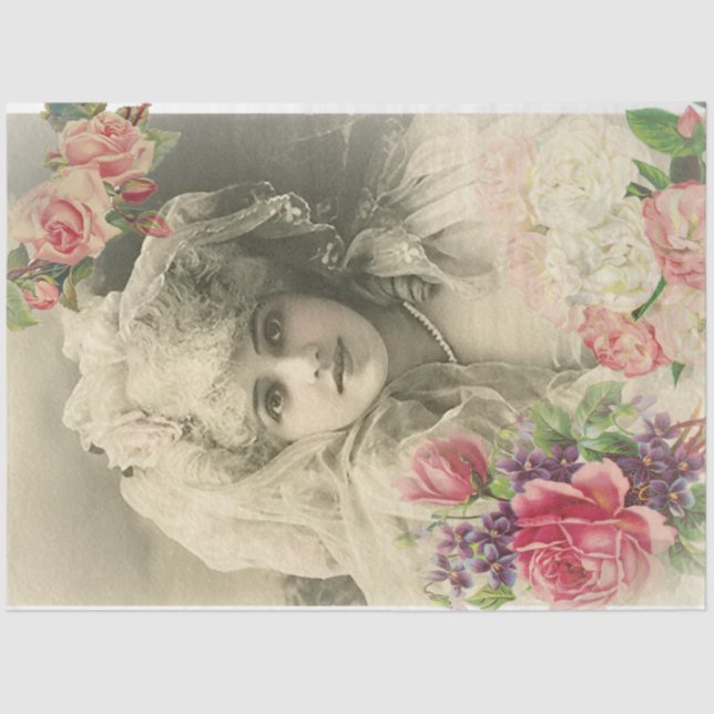 Vintage Brücke mit Rose Seidenpapier (Vorderseite)